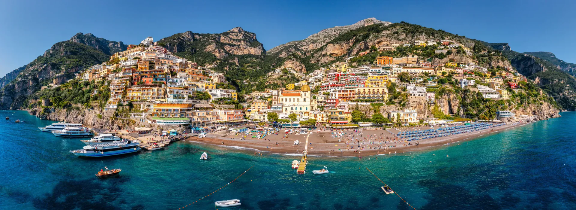 Salerno waterfront, old town and Gulf of Salerno in Campania, Italy