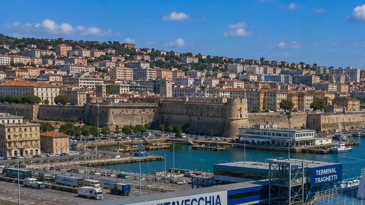 Civitavecchia ferry port and city waterfront without unrelated operator branding