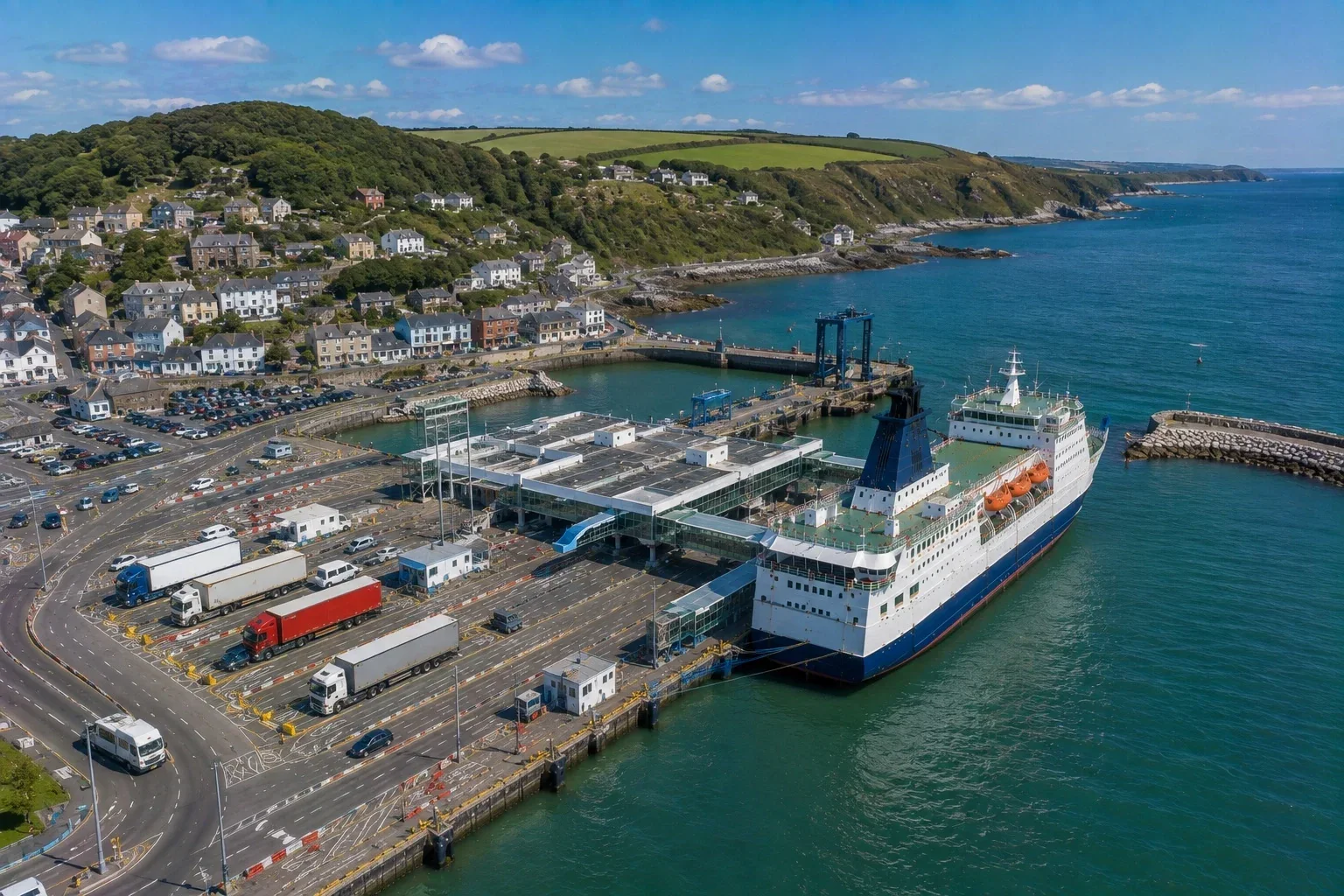 Fishguard Harbour passenger ferry terminal at Goodwick in Pembrokeshire