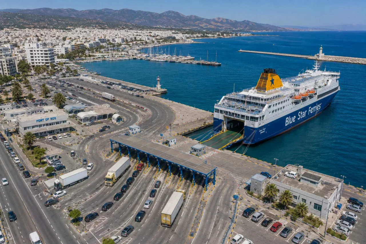 Passenger ferry harbour at Kos Town in Greece