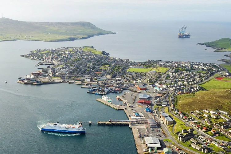 Lerwick harbour and ferry terminal in Shetland