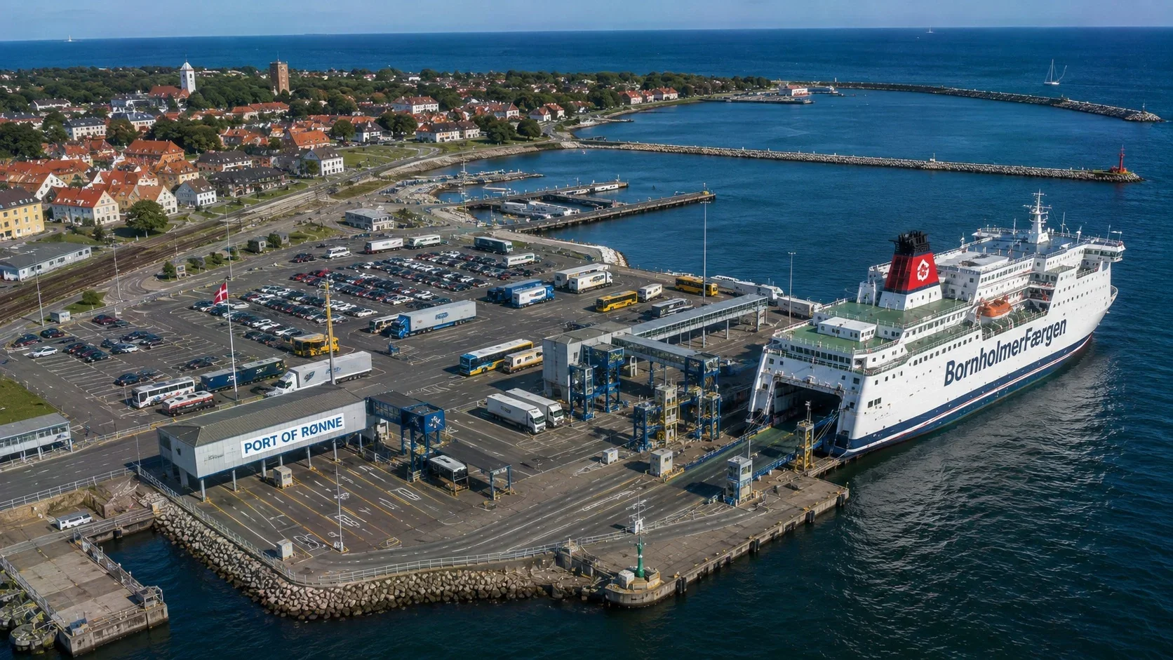 Ferry terminal at Rønne on Bornholm in Denmark