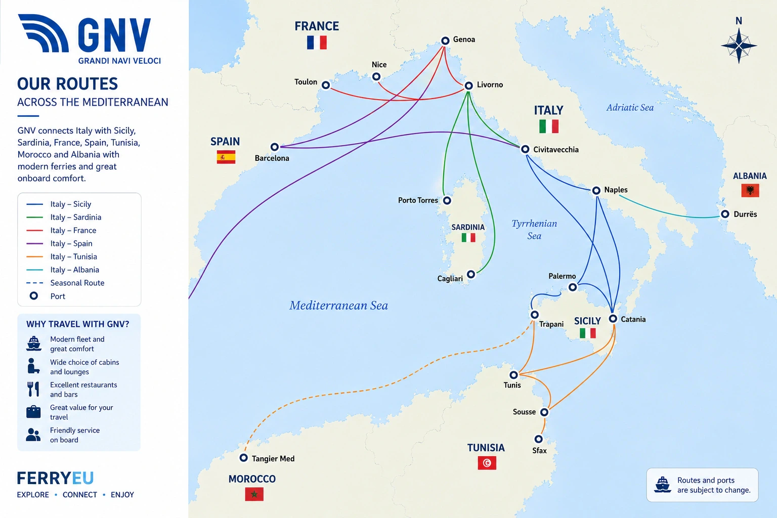 Grandi Navi Veloci (GNV) route map